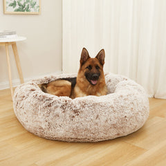 Bedfolks donut bed close-up showing fluffy fur for gentle warmth and snuggling