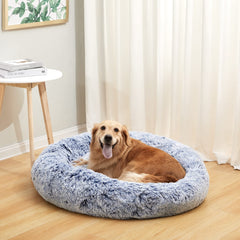 Bedfolks calming donut bed full view demonstrates 36-inch size for large dogs