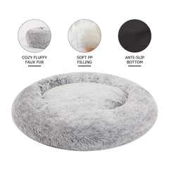 Bedfolks large dog bed dark grey faux fur for warmth and comfort