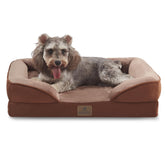 Bedfolks orthopedic dog bed with egg-crate foam supports joints and comfort.