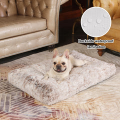 Bedfolks plush dog bed closeup highlights soft faux fur texture and comforting feel