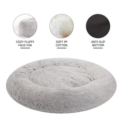 Bedfolks Soft Faux Fur Donut Bed closeup shows plush warmth and comforting texture.