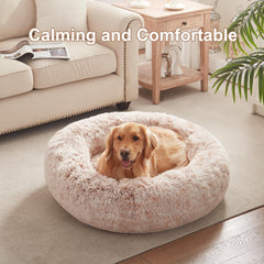 BedStill donut bed 36in brown side relax captures a snug corner for deep sleep