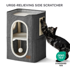 Bedsure 2-Story Cat House entry view showcasing dual hideaways for private naps.
