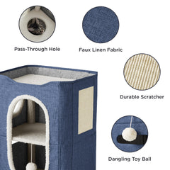 Bedsure 2 Story Cat House – fluffy ball hanging for interactive fun.