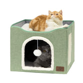 Bedsure cat bed cave left view shows private cozy den for indoor cats