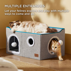 Bedsure cat bed dual entrances tunnel for exploration and play.