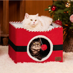Bedsure cat bed foldable design red, easy storage for travel