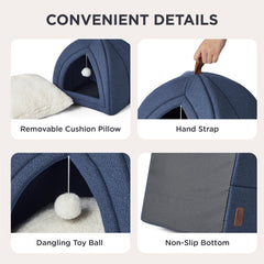Bedsure cat bed non-slip bottom keeps the tent stable on tile.