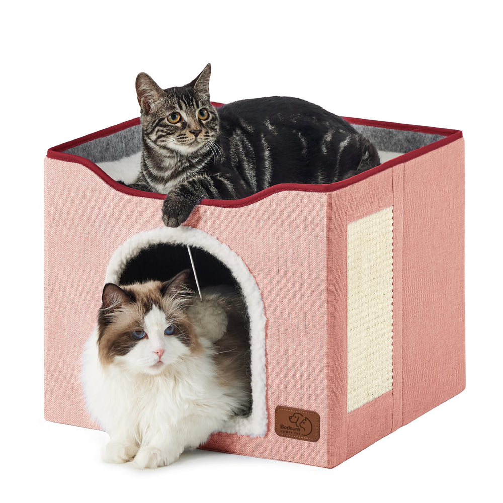 Bedsure cat beds indoor large cave front view highlights cozy hideaway for cats