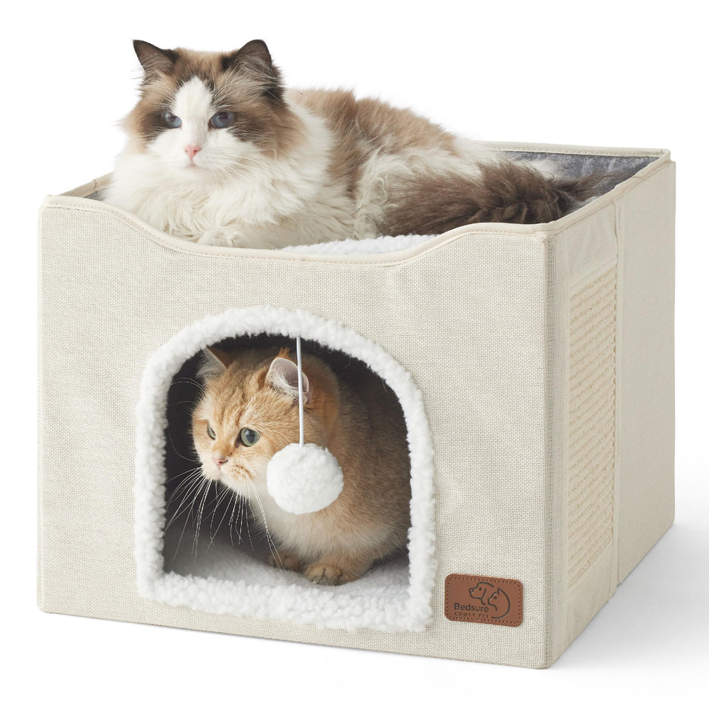 Bedsure cat beds ivory cave interior offers a cozy hidden den for quiet naps.