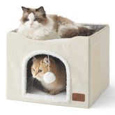 Bedsure cat beds ivory cave interior offers a cozy hidden den for quiet naps.