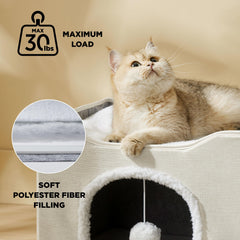 Bedsure cat beds ivory top platform provides space to lounge and watch the room.