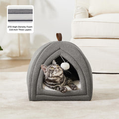 Bedsure Cat Cave Tent with dangling toy ball—stimulates play during retreat.
