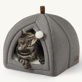 Bedsure Cat Cave Tent 16in gray—ideal cozy hideaway for kittens and small pets.