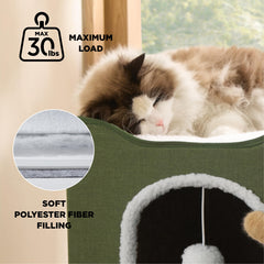 Bedsure cat hideaway loden green top platform view for window watching and naps.