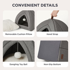 Bedsure cat tent foldable design with carry handle for portability.