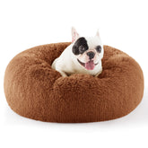 Bedsure copper donut bed closeup shows fluffy fur for cozy curl-up naps.
