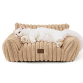 Bedsure cute cat couch in Tuscan Beige front view for cozy naps