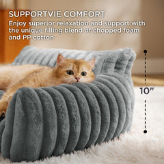 Bedsure cute cat couch warm-grey panel view complements modern living spaces for indoor cats