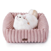 Bedsure cute dog bed blush pink, front view—cozy fit for small pets.