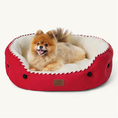 Bedsure dog bed with round sherpa surface for cozy naps.