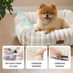 Bedsure dog bed ultra-cozy fur close-up highlights warm, soft imitation fur.
