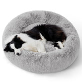 Bedsure calming donut dog bed round outer view shows secure anti-slip base for steady resting