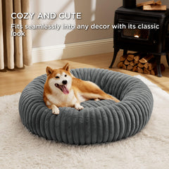 Bedsure Donut Large Dog Bed anti-slip bottom keeps bed in place.