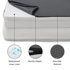Bedsure four-sided bolster dog bed shows secure, cozy snuggling and neck support.