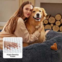 Bedsure Human Dog Bed cushioned bolster supports head and neck.