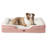 Bedsure L Plus orthopedic dog bed 38in pink top view showing generous sleeping space