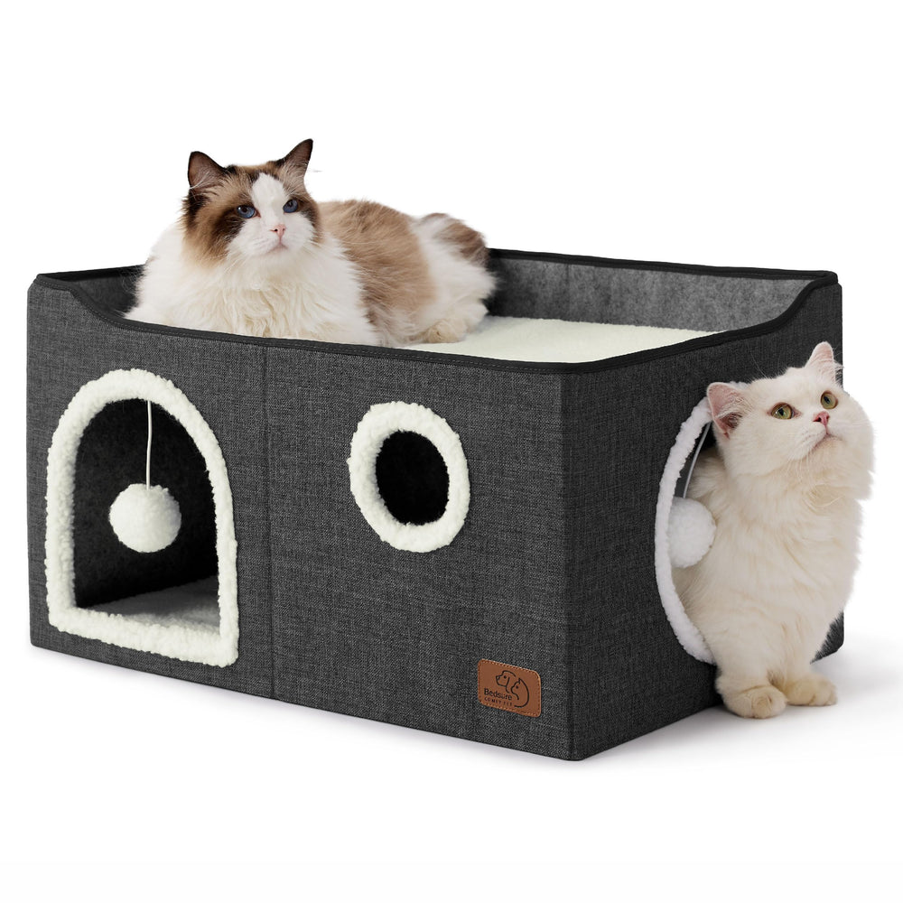 Bedsure cat cube house front view, showcasing cozy lounging space