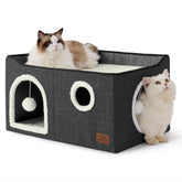Bedsure cat cube house front view, showcasing cozy lounging space