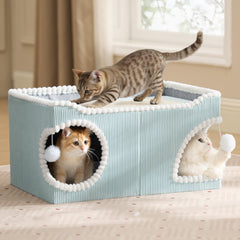 Bedsure large cat bed with scratch-top perch for window watching and claw care