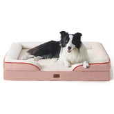 Bedsure orthopedic dog bed pink close-up showing plush foam cushion.