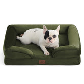 Bedsure orthopedic dog bed front view in moss green with plush joint support.