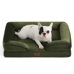 Bedsure orthopedic dog bed front view in moss green with plush joint support.