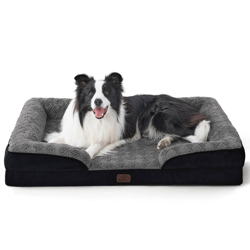 Bedsure orthopedic dog bed large foam close-up showing supportive egg-crate foam for joint comfort.