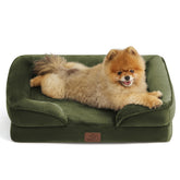 Bedsure orthopedic dog bed Moss Green front view showing sturdy support for small dogs.