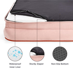 Bedsure orthopedic dog bed waterproof liner protects foam from spills and accidents.