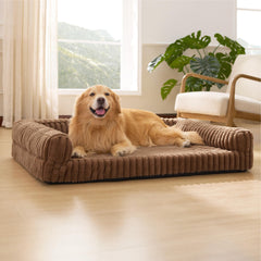 Bedsure Orthopedic Dog Bed XL front view with bolster for secure resting