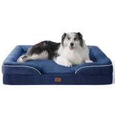 Bedsure orthopedic dog bed XL navy cover demonstrates sturdy fabric for long restful naps.