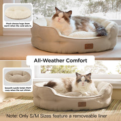Bedsure round camel cat bed interior view highlighting soft padding