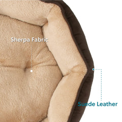 Bedsure round dog bed plush sherpa closeup shows silky softness for resting.