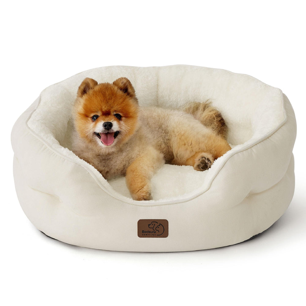 Bedsure round dog bed with plush sherpa for cozy naps.