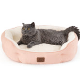 Bedsure round pet bed sherpa top in peach pink for cozy comfort