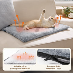 Bedsure self-warming pet pad non-slip bottom prevents sliding during play or rest.