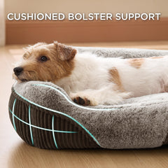 Bedsure rectangle dog bed brown, side close-up of soft fleece for comfort.