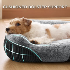 Bedsure washable dog bed rectangle side view highlights soft cushioning for restful naps.